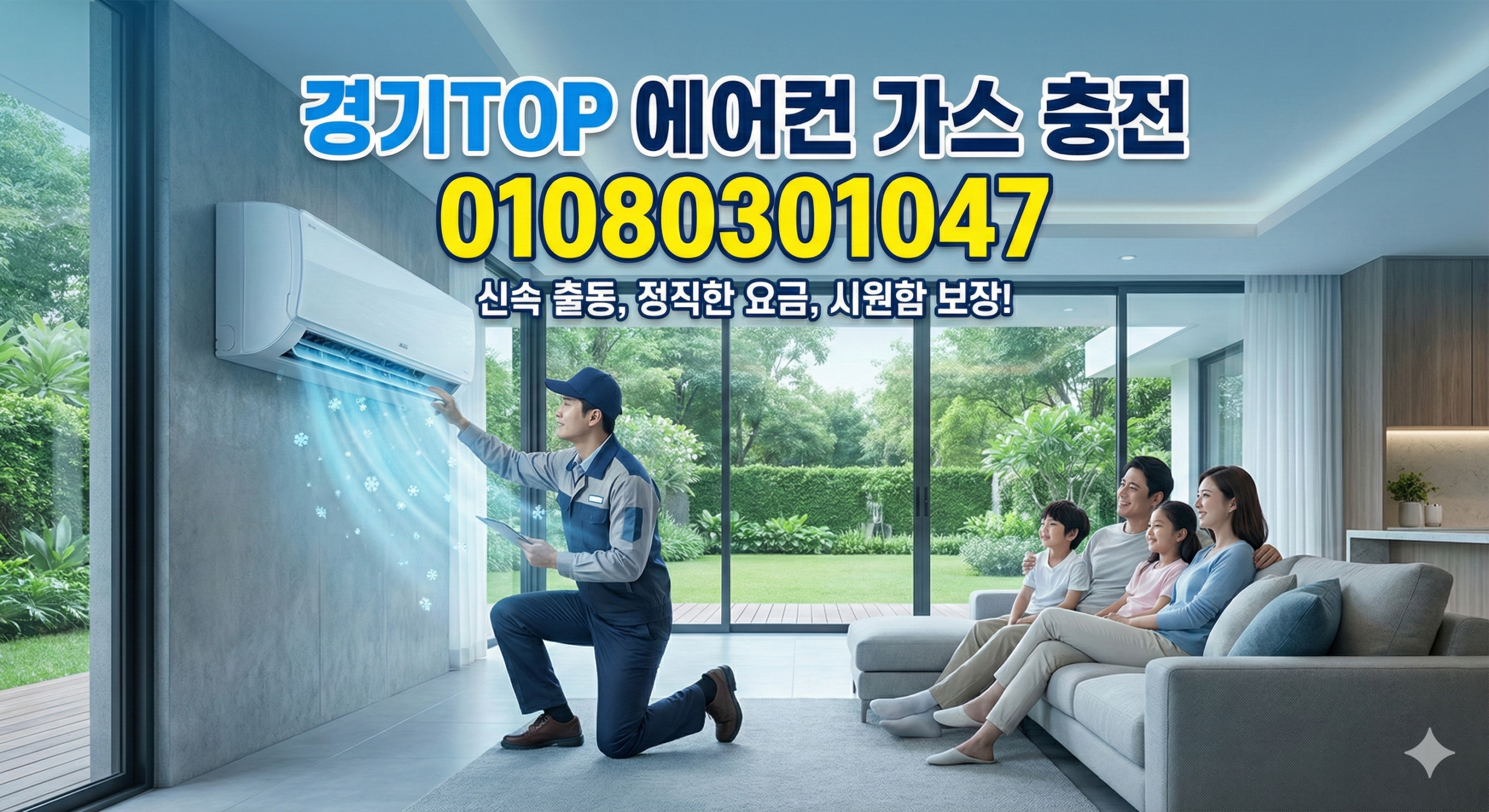 가정집 에어컨 현장에서 게이지로 냉매압력체크를 진행하는 모습입니다. 냉매 상태와 압력을 정확히 확인한 뒤 필요한 만큼 에어컨가스충전을 도와드립니다.