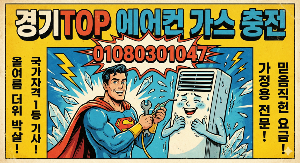 가정집 에어컨 현장에서 게이지로 냉매압력체크를 진행하는 모습입니다. 냉매 상태와 압력을 정확히 확인한 뒤 필요한 만큼 에어컨가스충전을 도와드립니다.