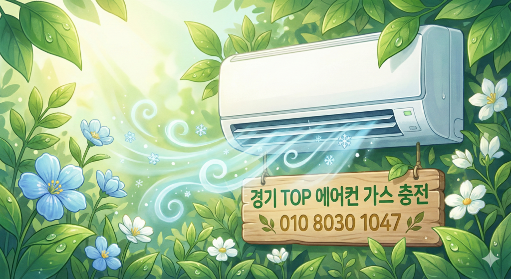 가정집 에어컨 현장에서 게이지로 냉매압력체크를 진행하는 모습입니다. 냉매 상태와 압력을 정확히 확인한 뒤 필요한 만큼 에어컨가스충전을 도와드립니다.